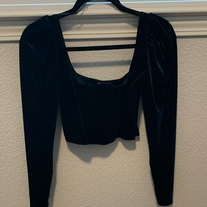 Zara Velvet Green Bodice Top 2712/358/500; Size S